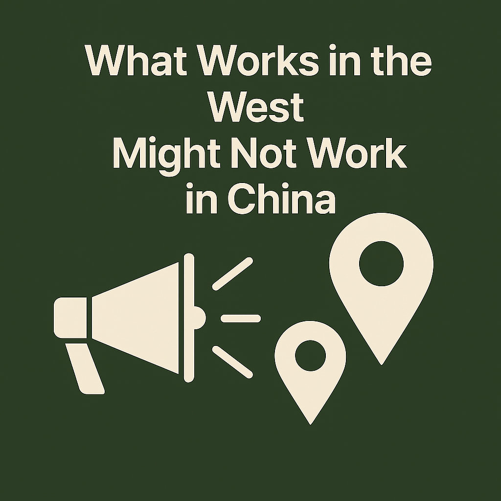 扁平风格配图，图中为扩音器和地图定位图标，标题为「西方有效的方式未必适用于中国」