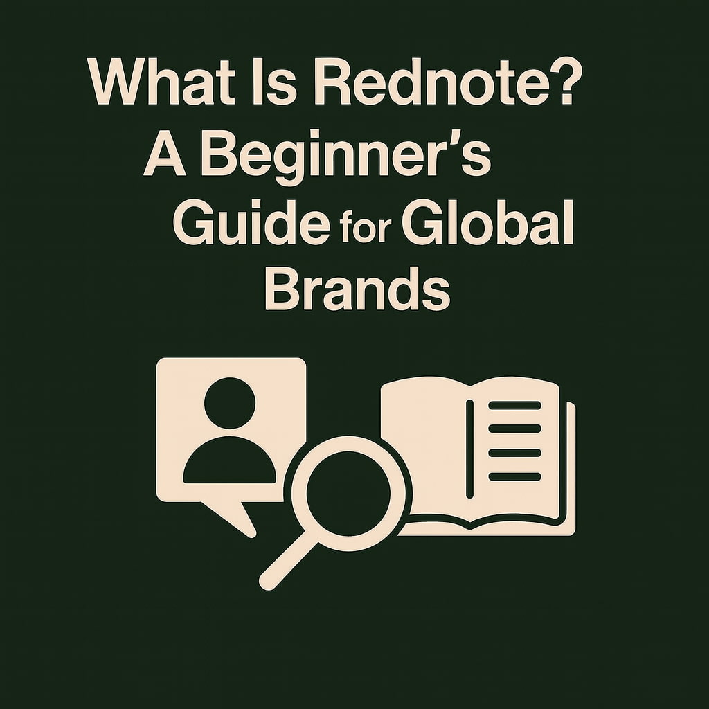 Minimalist graphic with title “What Is Rednote? A Beginner’s Guide for Global Brands.”